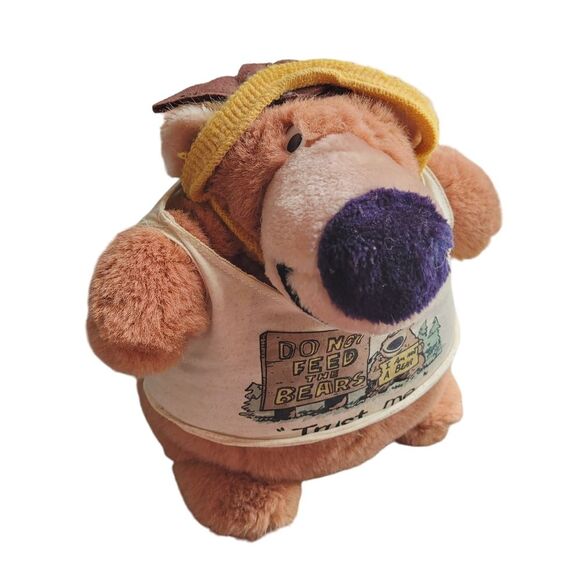 Brinker Ink Plush 8" Teddy Bear Brown W Big Nose Vintage 1986 Stuffed Animal Toy - Picture 1 of 8